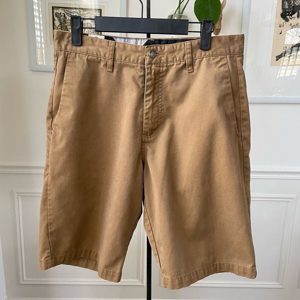 Volcom Flat Front Bark Khaki Shorts 10” Inseam 30
